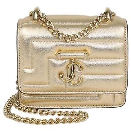 Borsa a tracolla Jimmy Choo Gold Quilted Leather Micro Avenue Quad Varenne