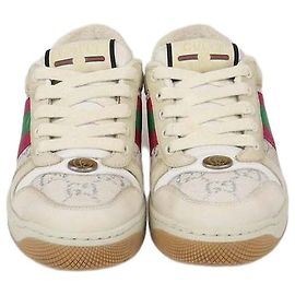Sneakers Screener Gucci in camoscio beige e tela