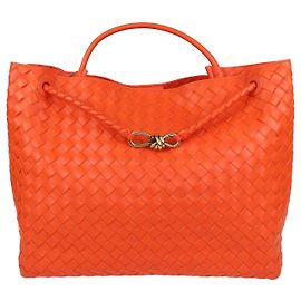 Bottega Veneta Andiamo Large Tote aus orangefarbenem Intrecciato-Leder
