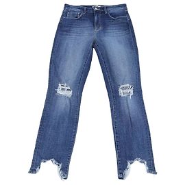 L'AGENCE Blue Denim High Line Distressed Skinny Jeans