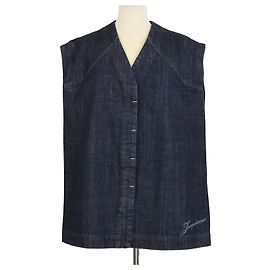 Gilet oversize senza maniche con scollo a V in denim blu Jacquemus
