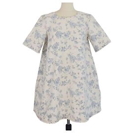 Ganni Kleid aus beigem Denim mit Blumenprint