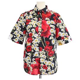 Camisa de manga corta de algodón con estampado floral multicolor Dolce & Gabbana