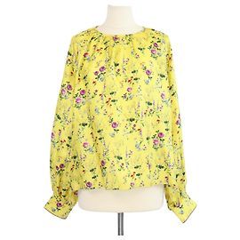 Blusa Pedale Max Mara in seta gialla con stampa floreale