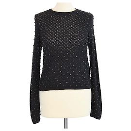 Autre Marque Max Mara Studio Black Mohair Rally Bestickter Pullover