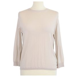Autre Marque Max Mara S beiger Strickpullover aus Wolle mit Rundhalsausschnitt