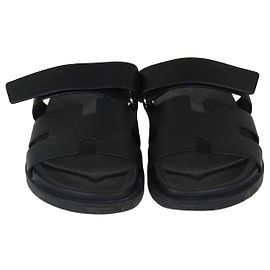 Hermès Sandali slide Chypre in pelle nera Hermes