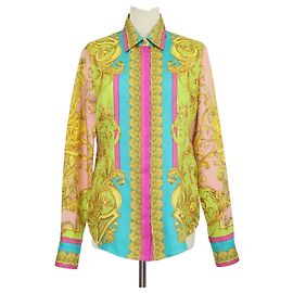 Camicia Versace Heritage Fit in seta con stampa barocca multicolore