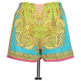 Versace Multicolor Polyester Mini-Shorts mit Medusa Renaissance Print