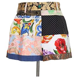 Shorts taille haute en patchwork de brocart en mélange de tissus multicolores Dolce & Gabbana