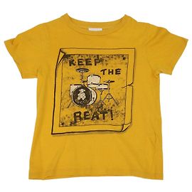 Camiseta Gucci Kids de algodón mostaza con estampado Keep The Beat