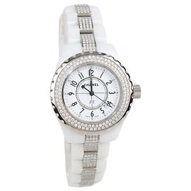 Orologio da donna Chanel J12 H1420 in ceramica bianca, acciaio inossidabile e diamanti 33 mm