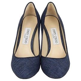 Jimmy Choo Billie Block Heel Pumps in blauem Denim