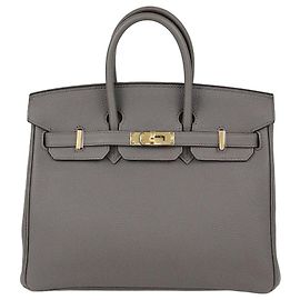 Hermès Borsa Birkin 25 Hermes in pelle Togo Gris Etain con hardware dorato
