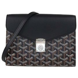 Portefeuille-pochette Chypre en toile enduite Goyardine et cuir noir Goyard