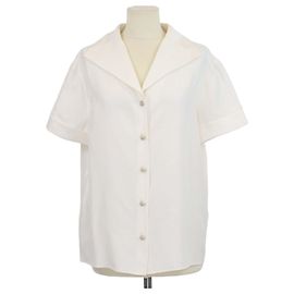 Camisa de manga corta de seda marfil Chanel
