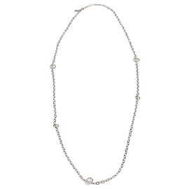 Collana a catena lunga Christian Dior tono argento CD Crystal