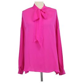 Tunica Valentino in seta fucsia con fiocco al collo