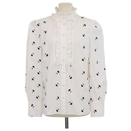 Erdem Constance besticktes Popeline-Top aus Jersey in Weiß/Schwarz