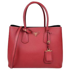 Borsa Tote Prada Large con Doppio Manico in Pelle Saffiano Rossa