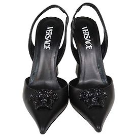 Décolleté Slingback La Medusa in pelle nera Versace
