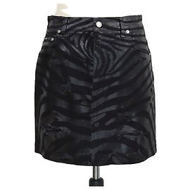 Minifalda Dolce & Gabbana de denim negro con efecto cebra y distressed