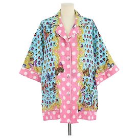Camicia oversize in twill Versace multicolore in misto viscosa con stampa a farfalle e insetti