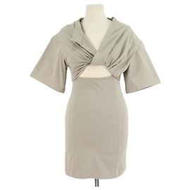 Jacquemus Light Khaki Cotton La Robe Bahia Cut-Out Shirt Dress