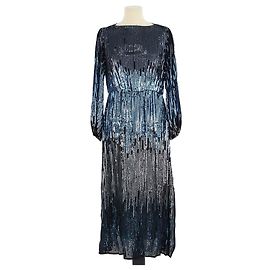 Autre Marque Rixo Metallic Viscose Pailletten Midi-Kleid