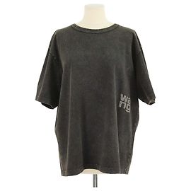 Autre Marque Alexander Wang.T Charcoal Glitter Cotton Puff Logo Crew Neck T-Shirt