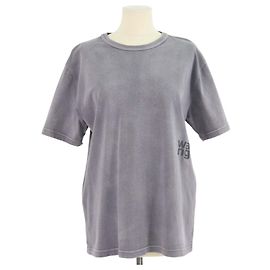 Autre Marque Alexander Wang.T Grau gewaschenes Crew Neck T-Shirt aus Baumwolle