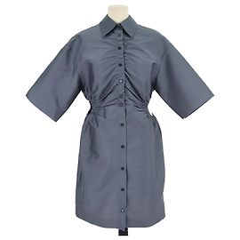 Sandro Mini Hemdkleid aus Polyester-Mischgewebe in Blau-Grau mit Cut-Out-Details