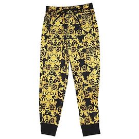Versace Jeans Couture Pantalón Jogger de mezcla de poliéster con estampado Baroque Negro/Amarillo