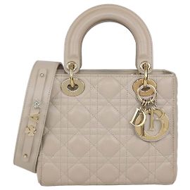 Piccola borsa Lady Dior in pelle Cannage beige Christian Dior