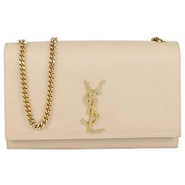 Borsa a tracolla Medium Kate in pelle beige Saint Laurent