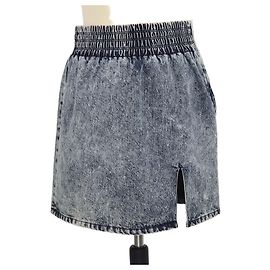 Miu Miu Minirock aus gewaschenem blauem Denim mit elastischem Bund