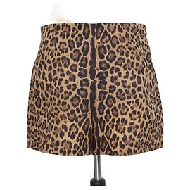 Mini shorts Valentino in lana e seta con stampa leopardata marrone