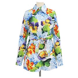 Set Dolce & Gabbana Camicia Crop con Lacci e Mini Shorts in Cotone con Stampa Floreale Multicolor