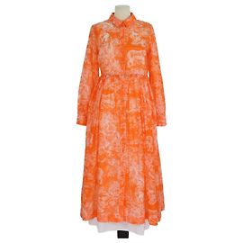 Christian Dior Dioriviera Maxi-Hemdkleid aus bedruckter Toile de Jouy Baumwolle in Orange