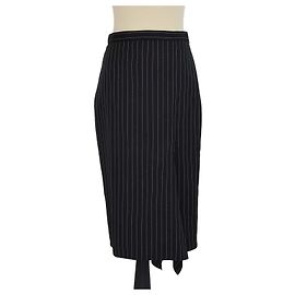 Gonna midi in lana a righe bianche e nere Max Mara