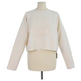 Jersey corto Loewe de mezcla de lana color off white con Anagram
