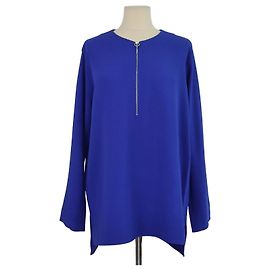 Stella Mc Cartney Blusa a maniche lunghe in crepe di viscosa blu Stella McCartney