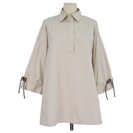Blusa Max Mara MXMADORNI de algodón beige claro