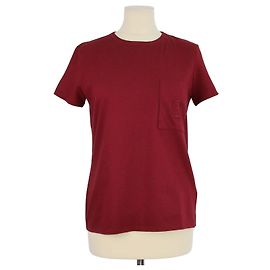 Hermès Hermes Maroon Cotton Embroidered Pocket T Shirt