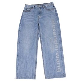 Pantaloni dritti Alexander Wang Blue Denim EZ-Cut Out