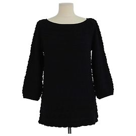 M Missoni Jersey de punto texturizado de viscosa y lana negro con manga tres cuartos