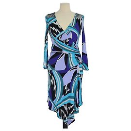Vestido Emilio Pucci Multicolor de Viscosa con Hombros Adornados con Strass