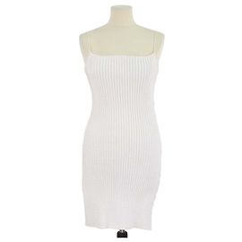Mini abito a coste Alexander Wang White Clear Crystals