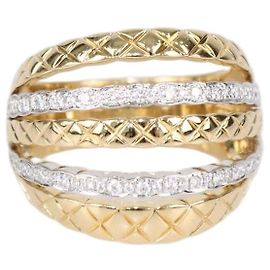 Anello Cocktail Chanel Coco Crush in Oro 18K Two-Tone e Diamanti Matelassé Misura 11 US