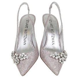 Décolleté Slingback Stuart Weitzman Metallic Pink Crystal